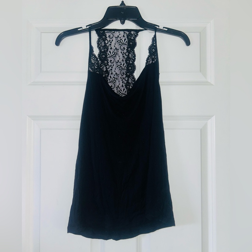 Express Lace Back Sleeveless Black Top Shirt XS Tank